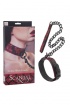 Ошейник с цепью Scandal Collar with Leash атласный черно-красный